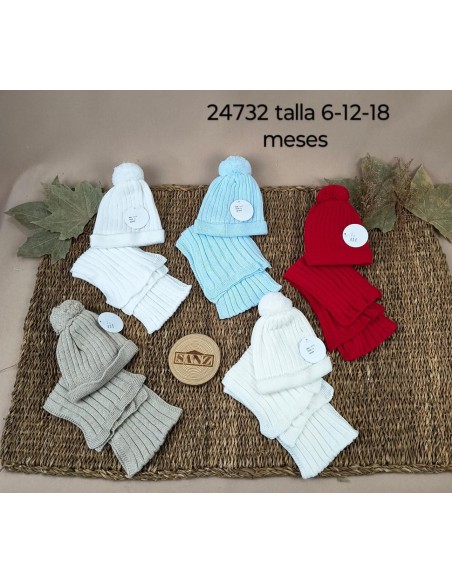 CONJUNTO DE  GORRO BEBÉ