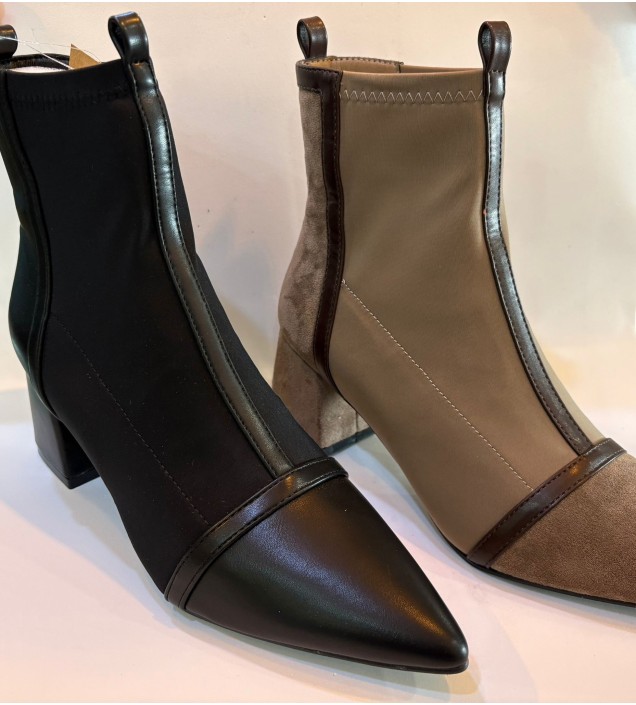 BOTIN ELASTICO NEGRO / BEIGE