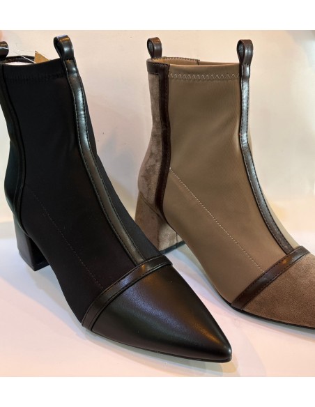 BOTIN ELASTICO NEGRO / BEIGE
