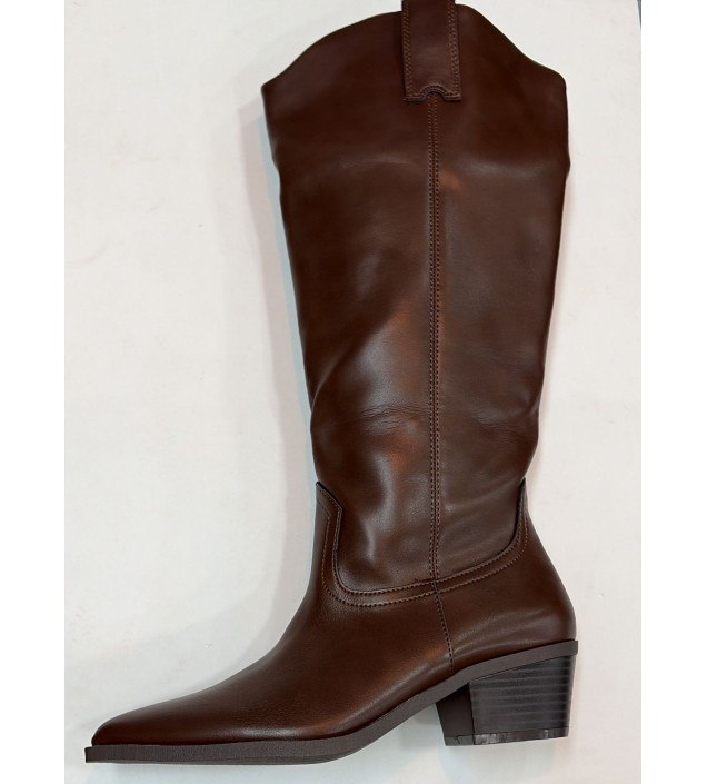 BOTA ALTA MARRON CHOCOLATE CON CREMALLERA