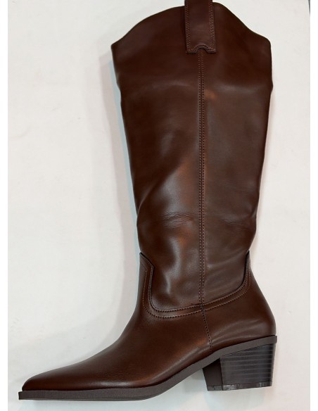 BOTA ALTA MARRON CHOCOLATE CON CREMALLERA
