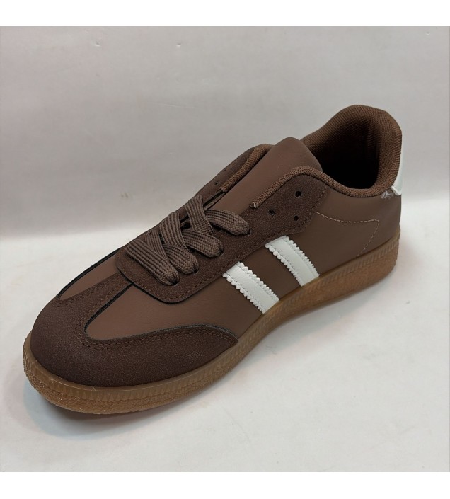 ZAPATILLAS RAYAS MARRÓN/BLANCA 2