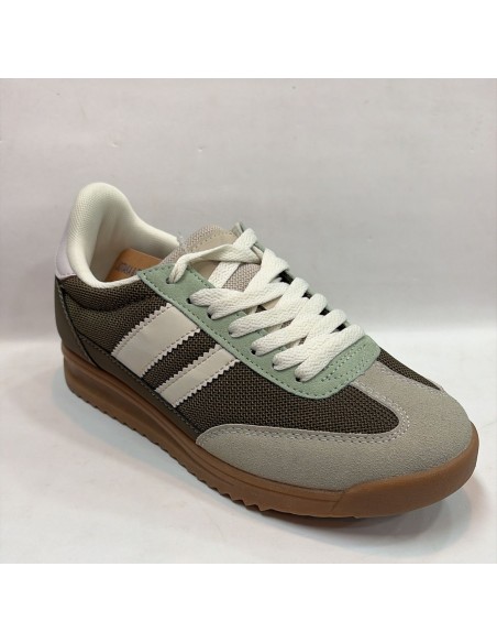 ZAPATILLAS RAYAS VERDE-SUELA ANTIDESLIZANTE.