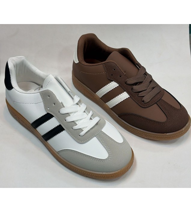 ZAPATILLAS RAYAS MARRÓN/BLANCA