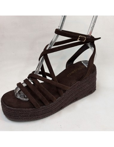 SANDALIA CUÑA MARRON / NEGRA
