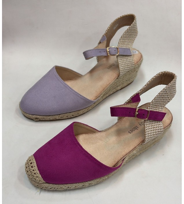SANDALIA ESPARTO LILA / FUCSIA