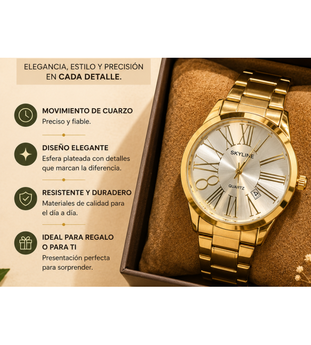 RELOJ DORADO ACERO