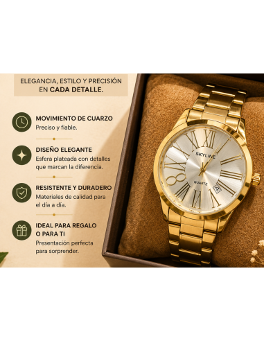 RELOJ DORADO ACERO