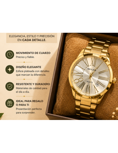 RELOJ DORADO ACERO