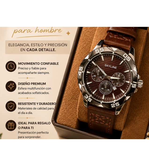 RELOJ MARRON ACERO HOMBRE