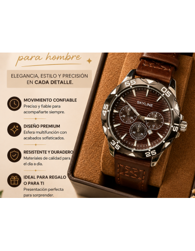 RELOJ MARRON ACERO HOMBRE