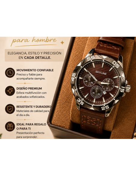 RELOJ MARRON ACERO HOMBRE